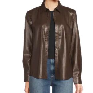 🤎NWT JMclaughlin Denver Brown Faux Leather Shirt